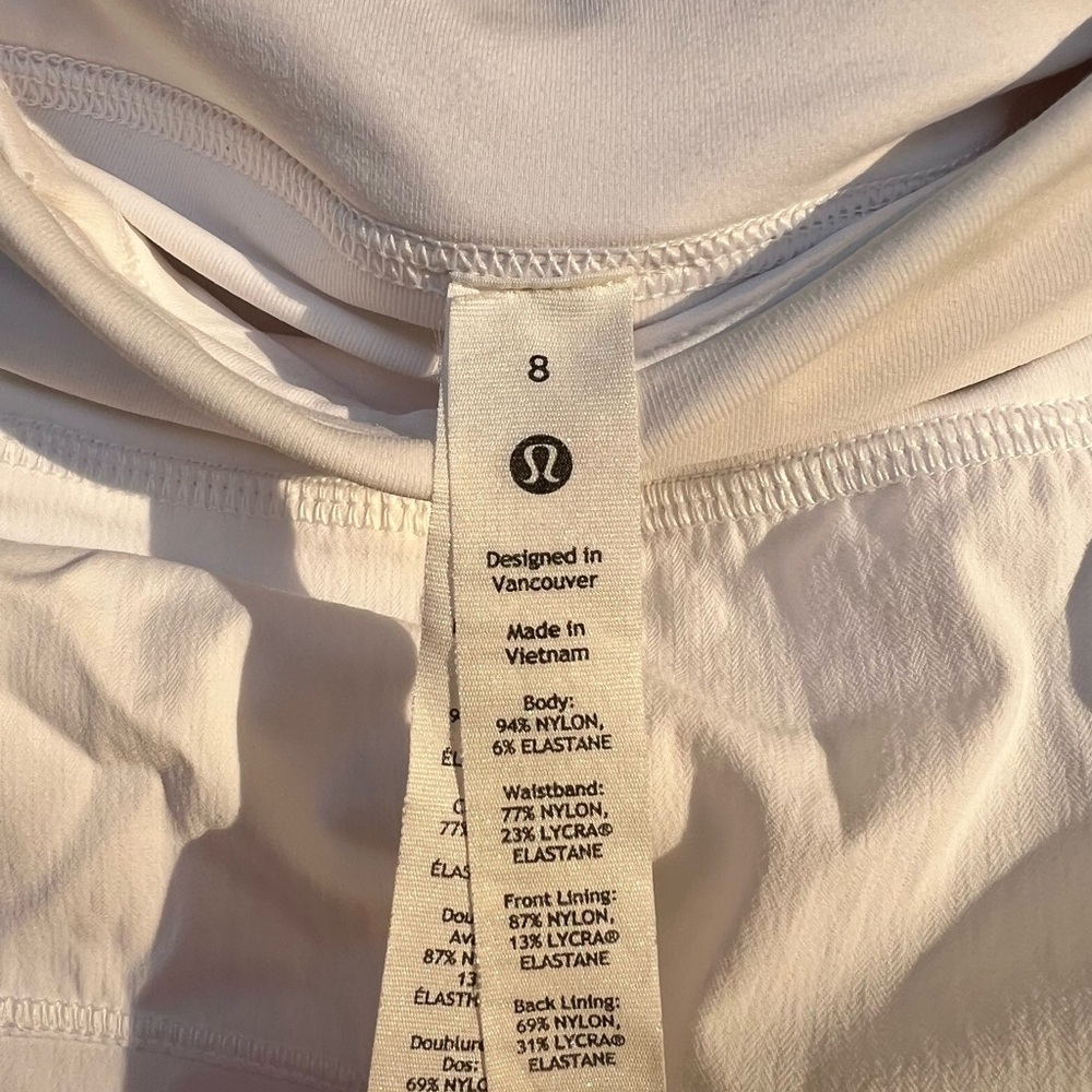 Lululemon White Pace Rival Skirt Skort University Of Western Ontario Logo Size 8 - Picture 5 of 5